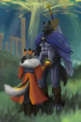 Liko and Blaidd in the lands between. Elden Ring